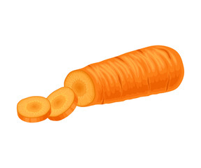 Sliced Carrot Root Vector Element Isolated On White Background