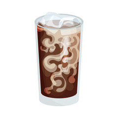 Full Glass of Coffee with Dairy Cream Vector Object