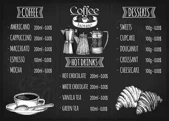 Restaurant menu design. Coffee restaurant brochure vector, coffee shop menu design. - obrazy, fototapety, plakaty