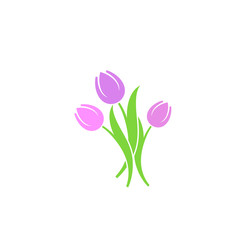Tulip. Bunch of flowers. Happy Mother's day. Isolated tulips on white background