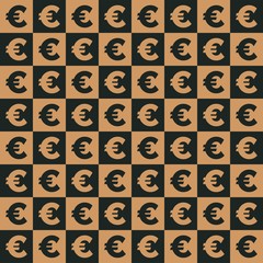 seamless pattern with Euro symbol icon vector.