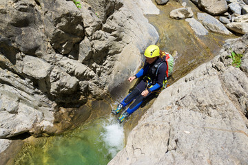 Canyoning in Pyrenees.