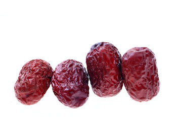 Red on a white background