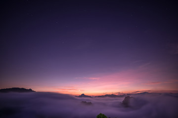 View the Sea of Mist at Ban Jabo village, Mae Hong Son, Thailand.