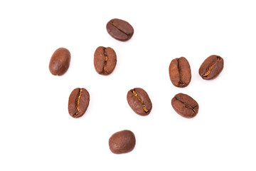 Coffee beans isolated on a white background area for copy space.