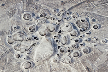 air bubbles in ice with fancy patterns