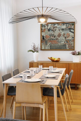 Interior of a dining room in a modern residential apartment