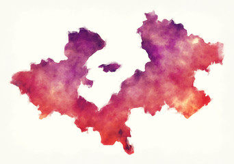 Obraz premium Zagreb county watercolor map of Croatia