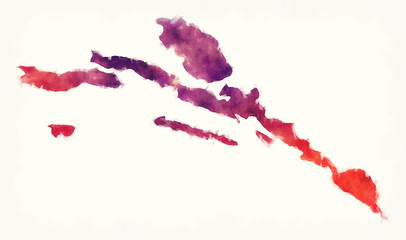 Dubrovnik-Neretva county watercolor map of Croatia