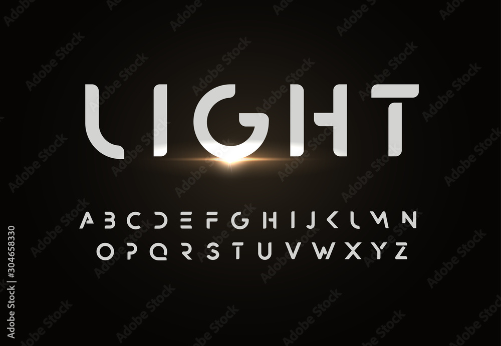 Leinwandbilder modern vector font design in simple style. minimal futuristic typeset. monochrome typeface with ligh