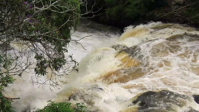waterfall on Jacare Pepira river in Brotas city