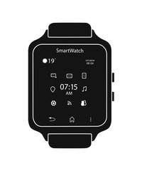 Smart watch silhouette isolated on white background