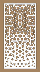 Jali decorative vector panel design. Cnc geometric template for laser cutting. Pattern for cut.