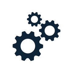 Three cog wheels or gear icon, symbol.