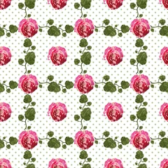 Tapeten Colorful flower and dots seamless pattern print background design © Doeke