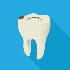 Dental care icon with unhealthy teeth. Tooth decay. Caries. Bad tooth.