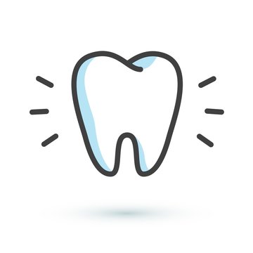 Flat tooth icon. Dental treatment symbol. Dentist logotype template