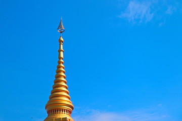 beautiful The pagoda of the temple contrast with blue sky