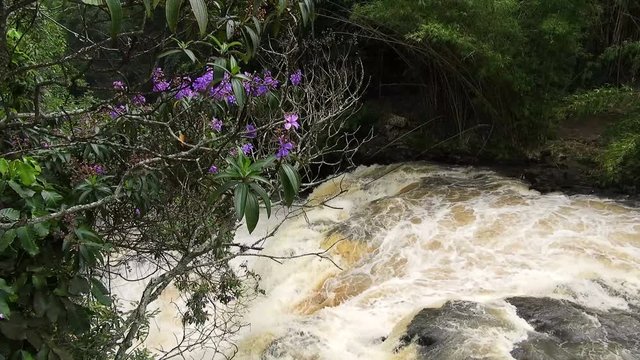 waterfall on Jacare Pepira river in Brotas city, Brazil