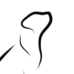 Vector illustration of dog on white background. Symbol of animal, pet, puppy, vet, veterinary.