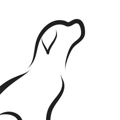 Vector illustration of dog on white background. Symbol of animal, pet, puppy, vet, veterinary.