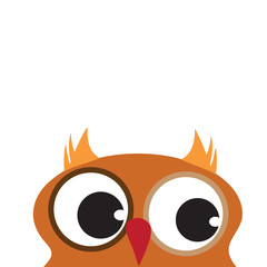 Vector illustration of owl on white background. Symbol of animal, pet, bird, forest, eyes, curious.