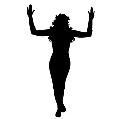 Vector silhouette of woman on white background. Symbol of girl, people, female, stop, pose, stand, stay, body, slim.
