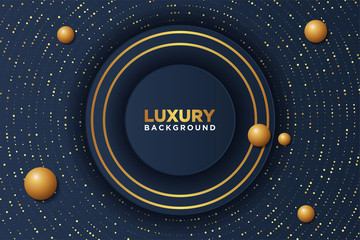 luxurious dark background with golden line. Graphic design template for invitation, cover, background.