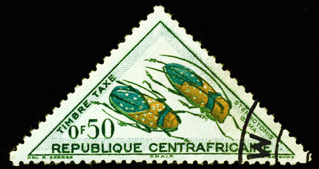 Postage stamp. Sternotomis gama.