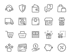 set of shopping online icons, ecommerce, online store