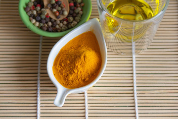 Curcuma, pepper and virgin olive oil.