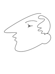 Drawing, silhouette of man with long nose. 