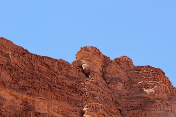 evocative wind-eroded mountains in the Wadi Rum desert