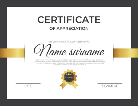 Certificate template with luxury and modern pattern suitable for diploma, conference, and honour. Vector illustration image