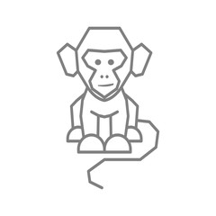 Monkey Line Logo Design Template Vector Illustration Isolated