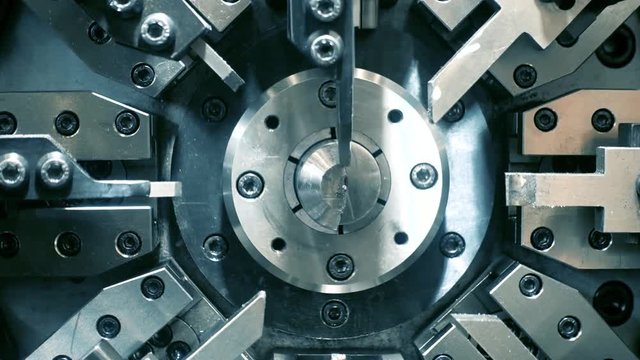 Automated metal processing lathe. Automatic operation of the cutters of the machine for processing metal products