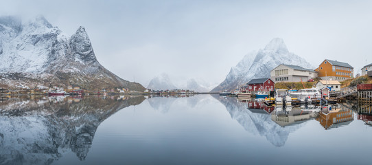 beautiful fishing town of reine at lofoten islands, norway	