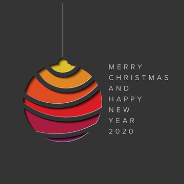 Minimalistic Christmas card with christmas sphere decoration