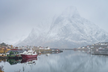 beautiful fishing town of reine at lofoten islands, norway	