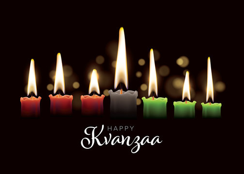 Happy kwanzaa card template with seven candles