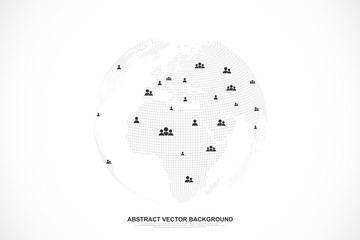 Global network connection concept. Social media abstract background internet communication. Big data network connection. SNS. Business presentation for your design and text. Vector illustration.