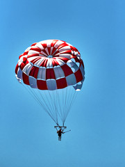 man on a paraglider makes selfie