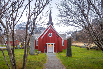 Fototapeta premium traditional church of lofoten islands