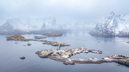 beautiful fishing town of reine at lofoten islands, norway	