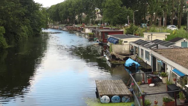 The Hague, Netherlands- Canal Waterway Timelapse (Verversingkanaal)