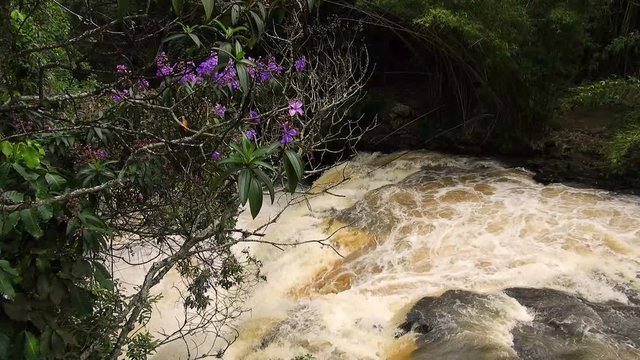 waterfall on Jacare Pepira river in Brotas city