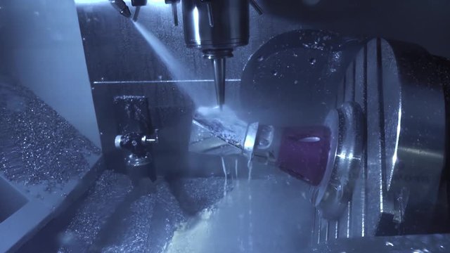Metal processing by an automated machine. Automated metal processing lathe.