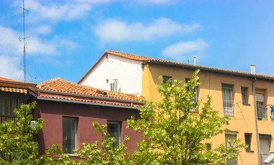 Fototapeta na wymiar The roofs of European houses, Madrid, Spain.