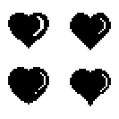 Set of pixel heart icons for your projects