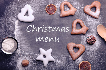 Glazed gingerbread cookies with spices